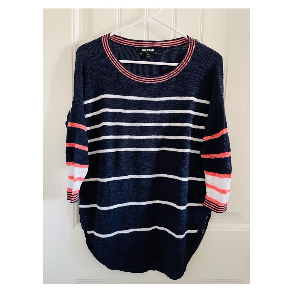 Express Striped Circle Hem Tunic Sweater